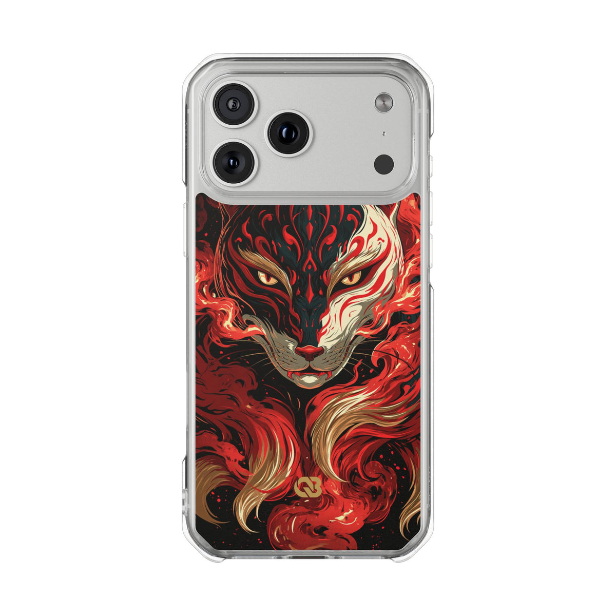 Crimson Kitsune Spirit · Clear Impact Magnetic Phone Case for iPhone · Red