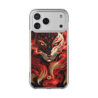 Crimson Kitsune Spirit · Clear Impact Magnetic Phone Case for iPhone · Red