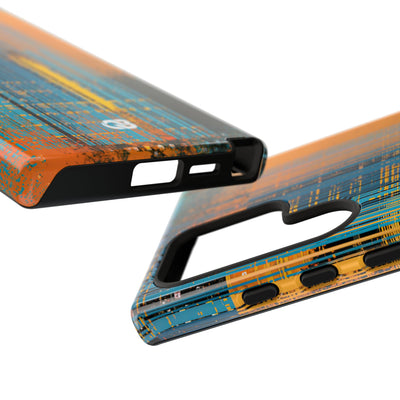 Cyber Glitch Stream · Tough Phone Case for Samsung · Teal
