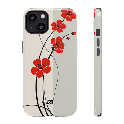 Scarlet Bloom Minimal · Tough Phone Case for iPhone · Red