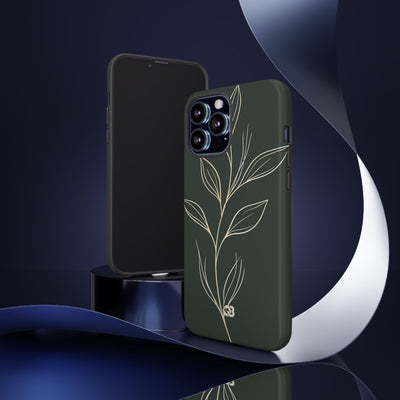 Minimal Botanical Stem · Tough Phone Case for iPhone · Green