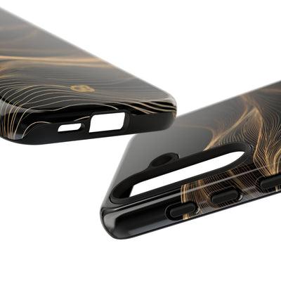 Black Tough Phone Case for Samsung - Copper Topo Ridge