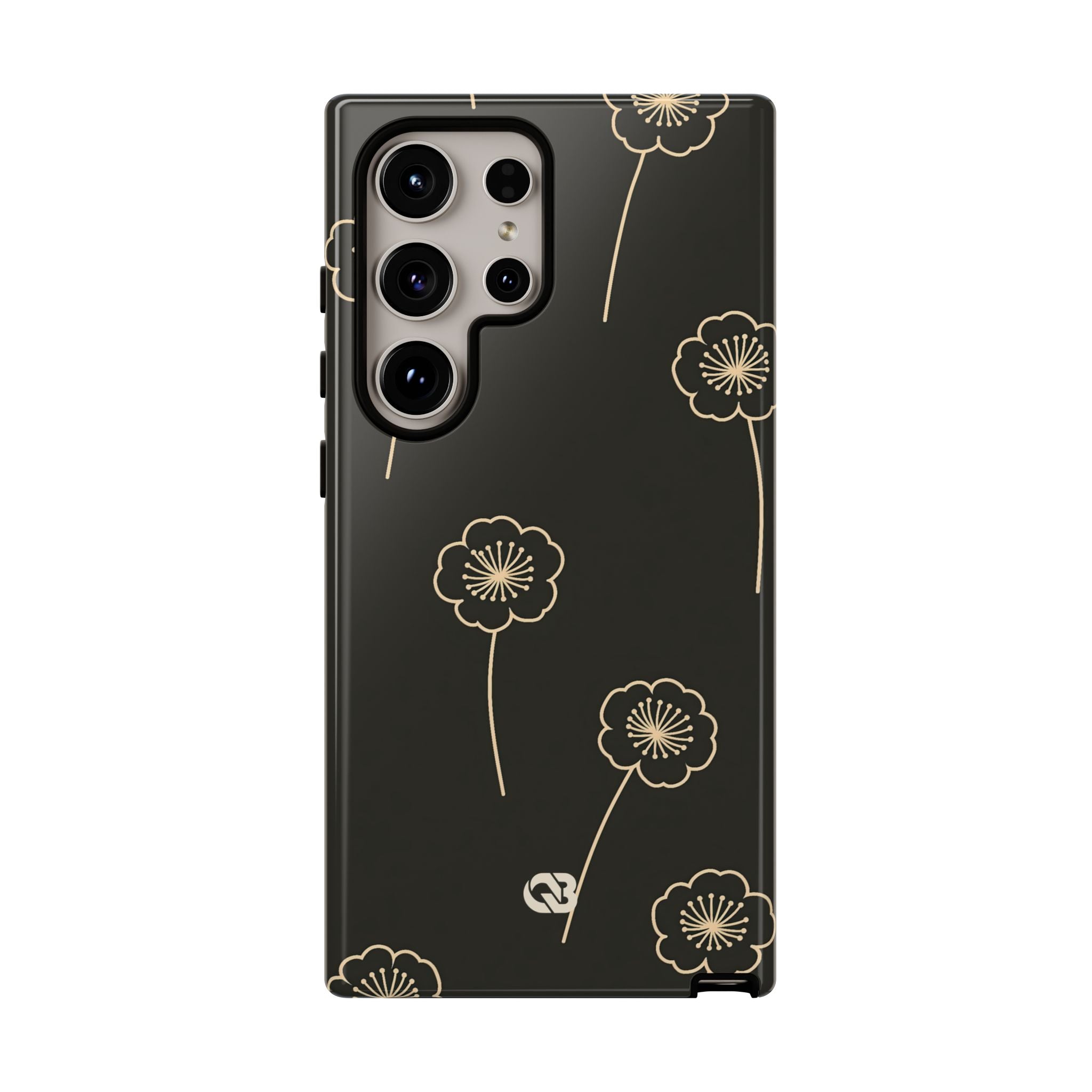 Black Tough Phone Case for Samsung - Obsidian Sand Petals