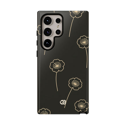 Black Tough Phone Case for Samsung - Obsidian Sand Petals