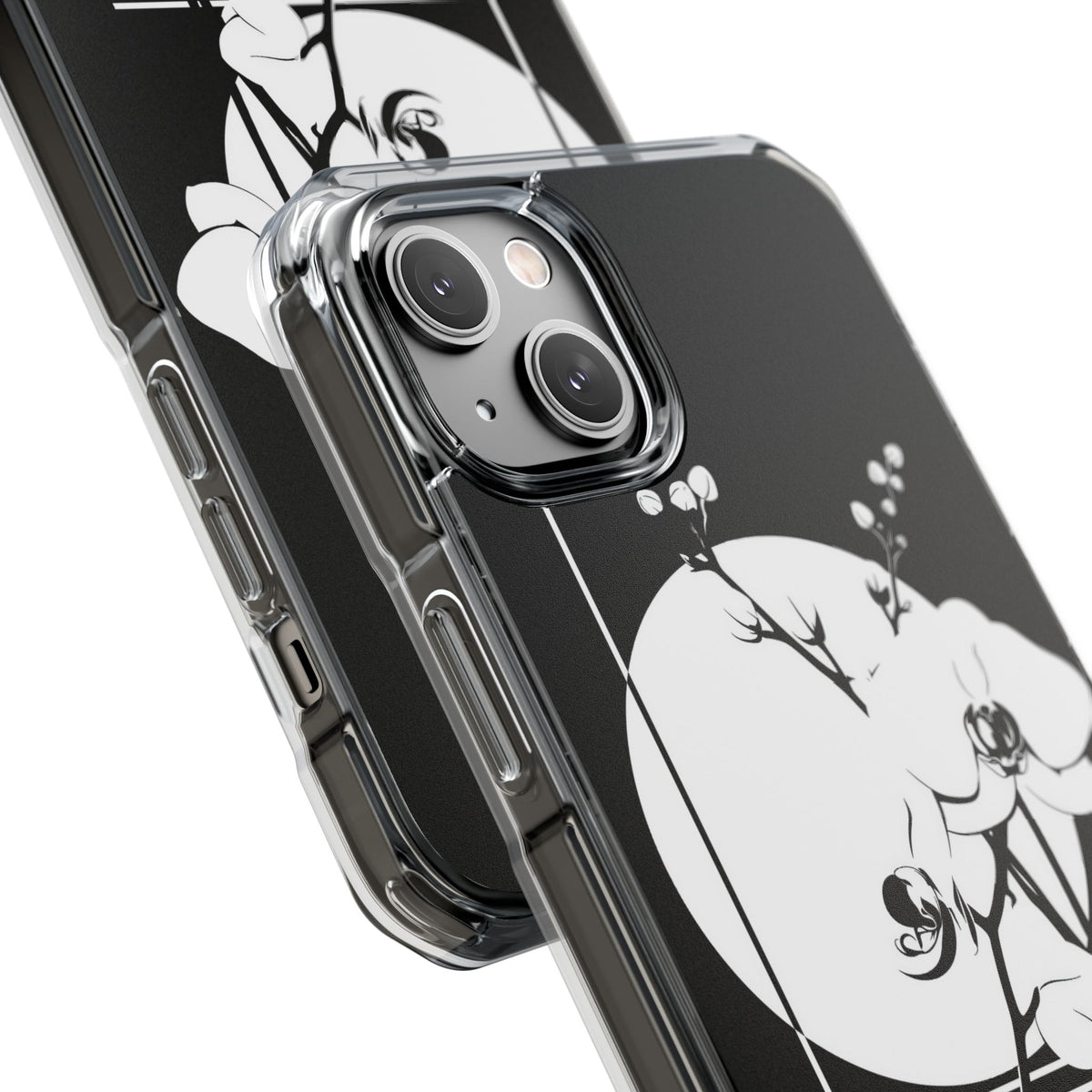 Nocturne Orchid Bloom · Clear Impact Magnetic Phone Case for iPhone ·  Black