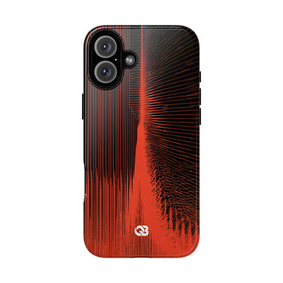 Red Tough Phone Case for iPhone - Crimson Frequency Pulse