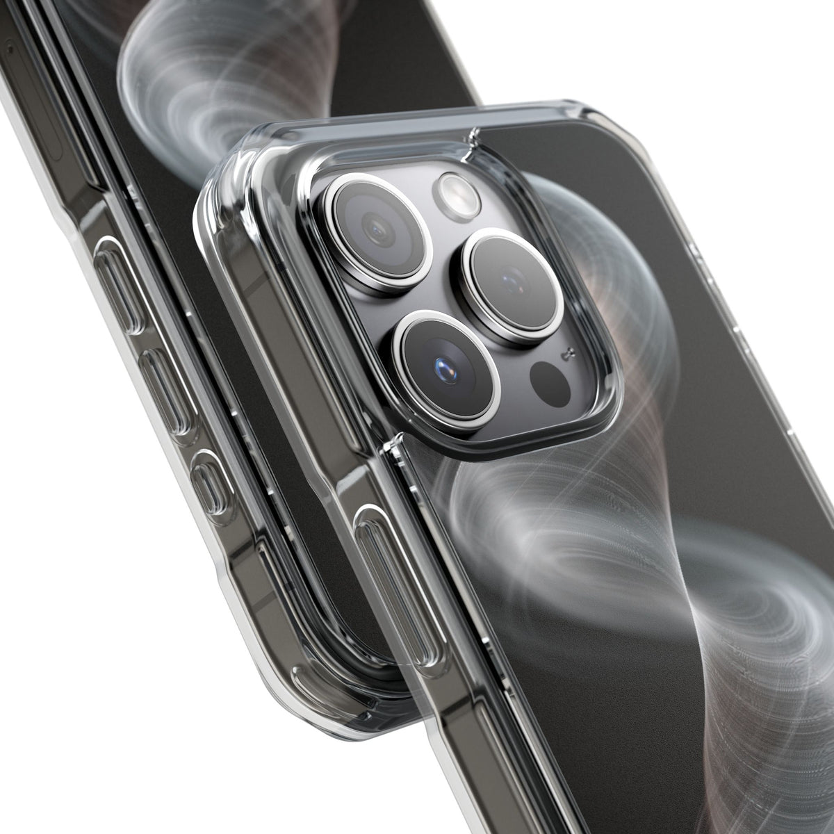 Luminous Vortex · Clear Impact Magnetic Phone Case for iPhone · Black