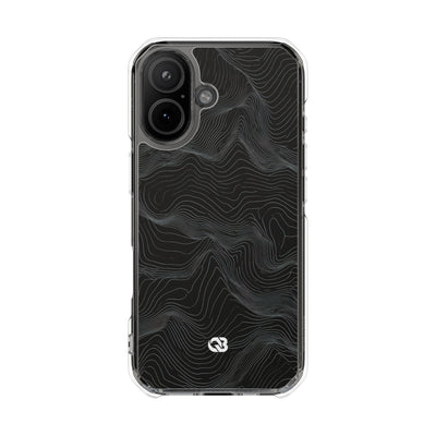 Black Impact MagSafe Phone Case for iPhone - Obsidian Topo Wireframe