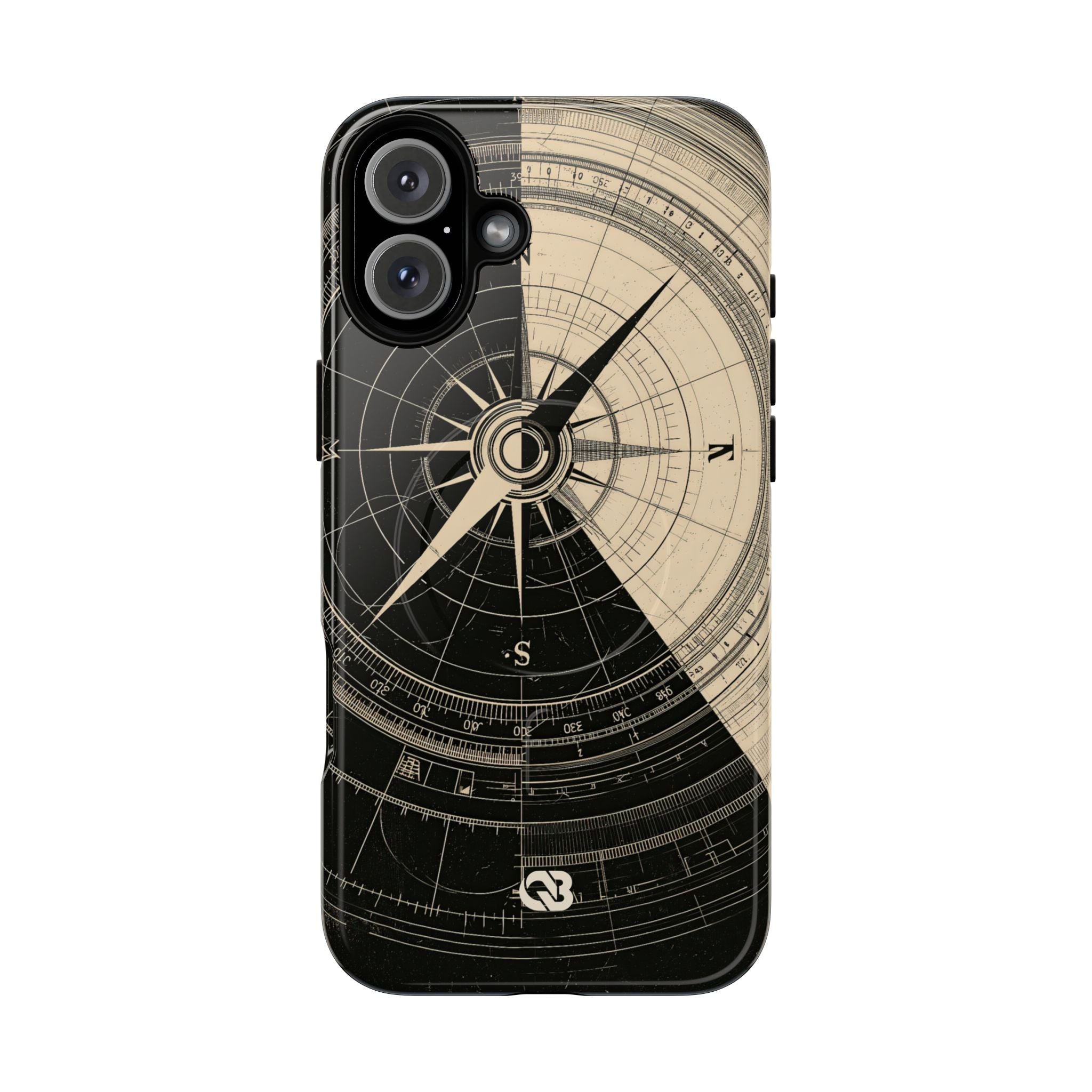 Beige Tough 2.0 Magsafe Phone Case for iPhone - Obsidian Nautical Blueprint