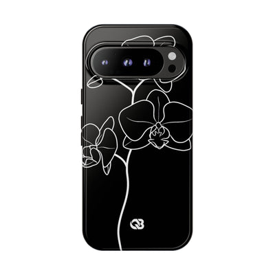 Black Tough Phone Case for Google Pixel - Noir Alabaster Orchid