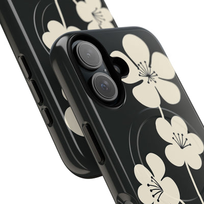 Black Tough 2.0 Magsafe Phone Case for iPhone - Obsidian Cream Bloom