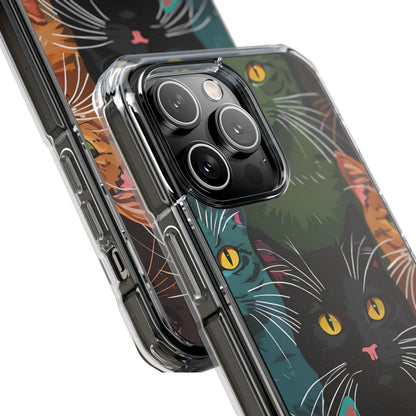 Teal Cat Grid iPhone 14 Pro Max Case - Impact