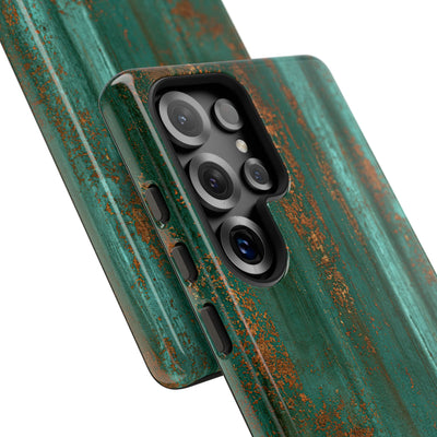 Teal Tough Phone Case for Samsung - Verdigris Copper Siding
