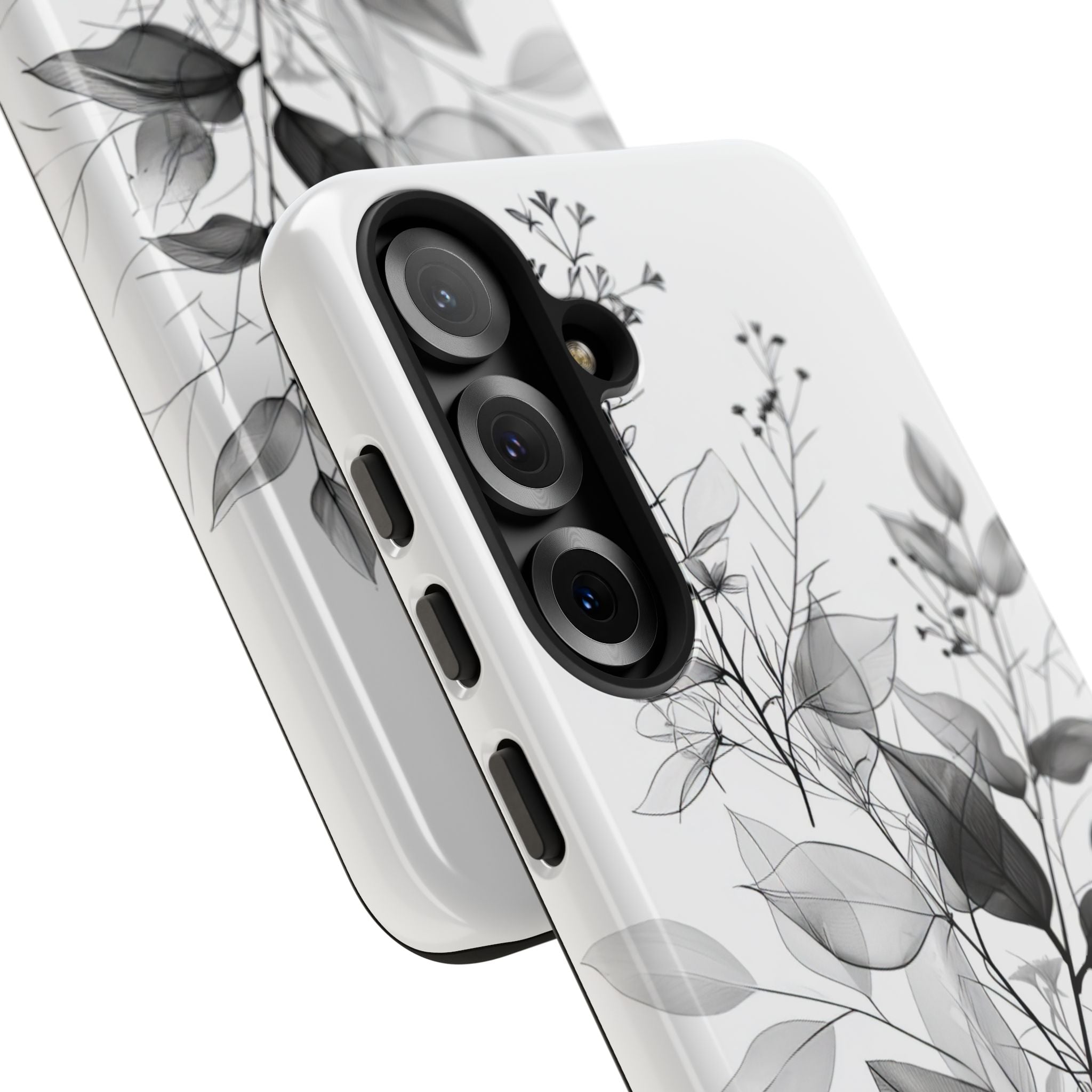 Veined Leaves Gray Samsung S25 Plus Case - Tough