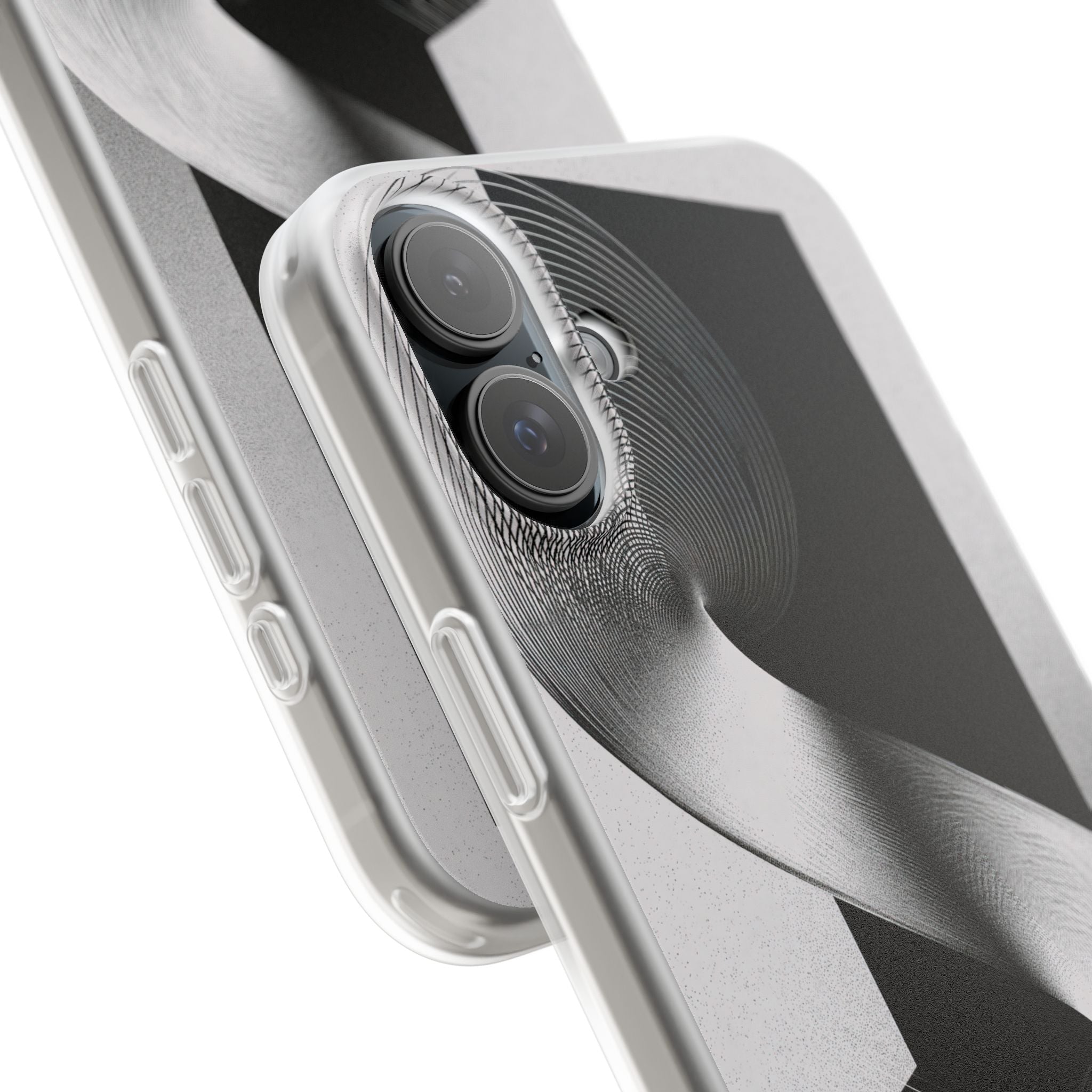 Grey Lite Phone Case for iPhone - Obsidian Moiré Wave