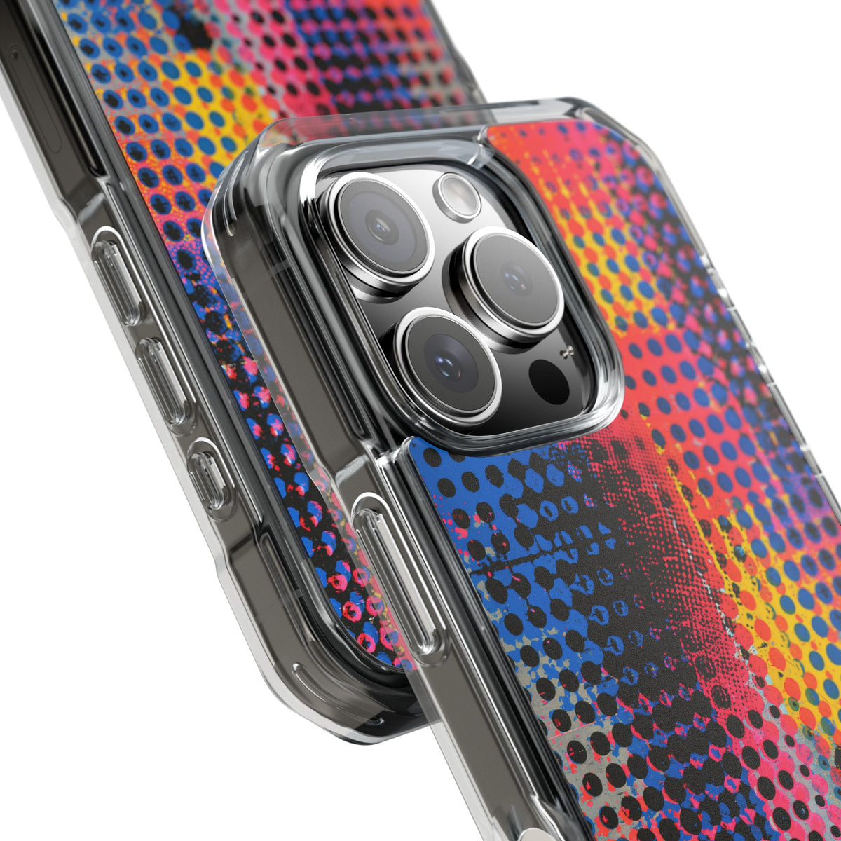 Chromatic Halftone Grid · Clear Impact Magnetic Phone Case for iPhone ·  Blue