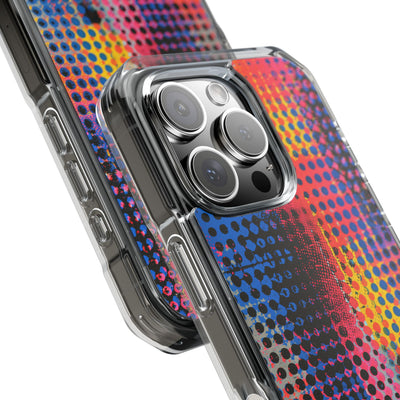Chromatic Halftone Grid · Clear Impact Magnetic Phone Case for iPhone ·  Blue