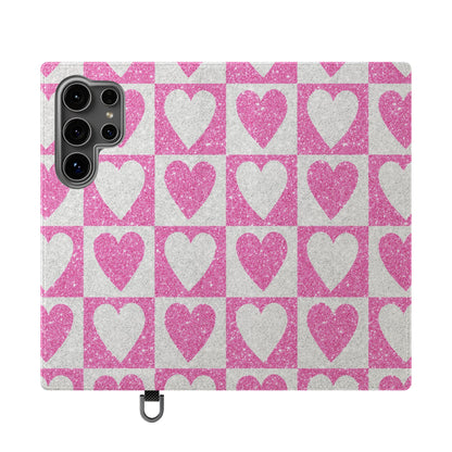 Glitter Heartgrid - Samsung S24 Ultra Case - Wallet