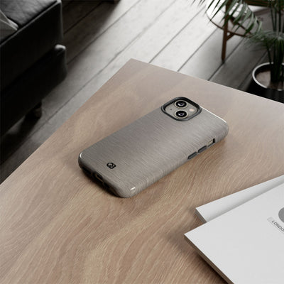 Grey Tough Phone Case for iPhone - Brushed Nickel Linen