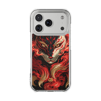 Crimson Kitsune Spirit · Clear Impact Magnetic Phone Case for iPhone · Red