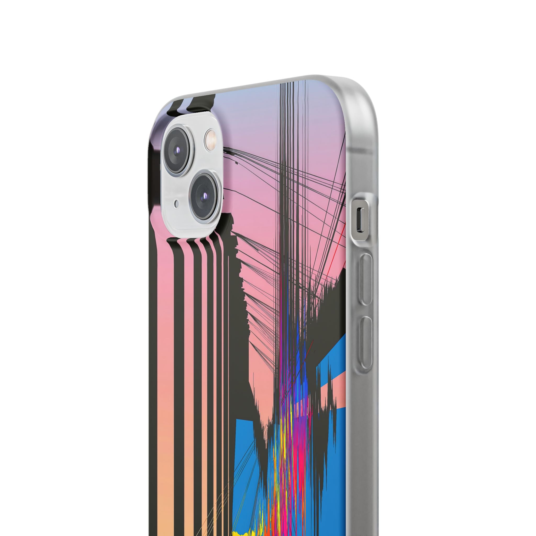 Blue Lite Phone Case for iPhone - Fractured Data Skyline