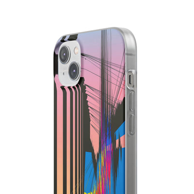 Blue Lite Phone Case for iPhone - Fractured Data Skyline