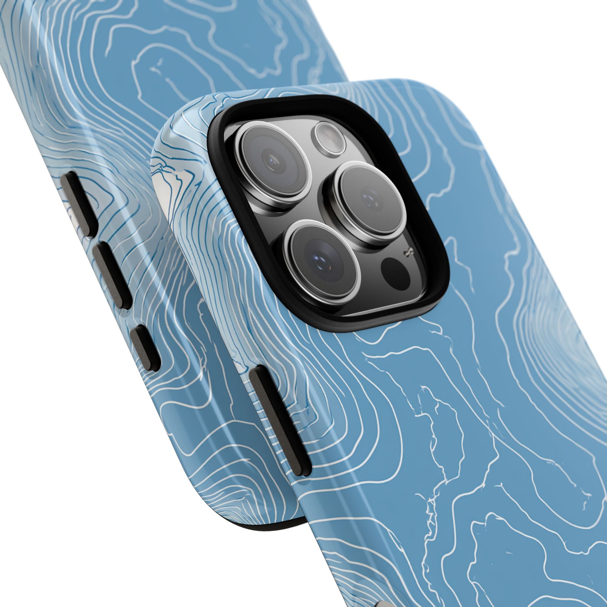Blue Tough Phone Case for iPhone - Glacial Ridge Topo