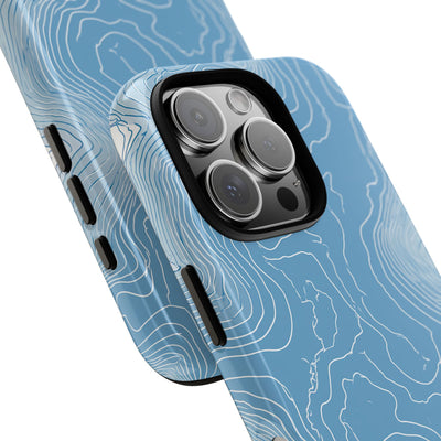Blue Tough Phone Case for iPhone - Glacial Ridge Topo