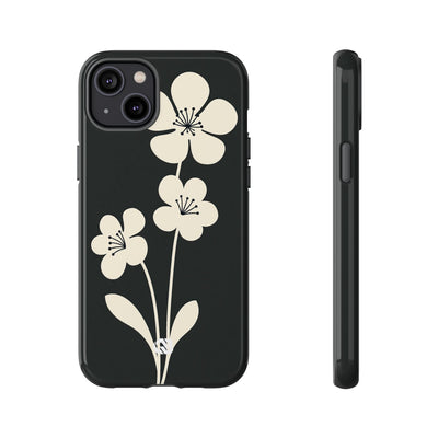 Black Tough Phone Case for iPhone - Obsidian Cream Bloom