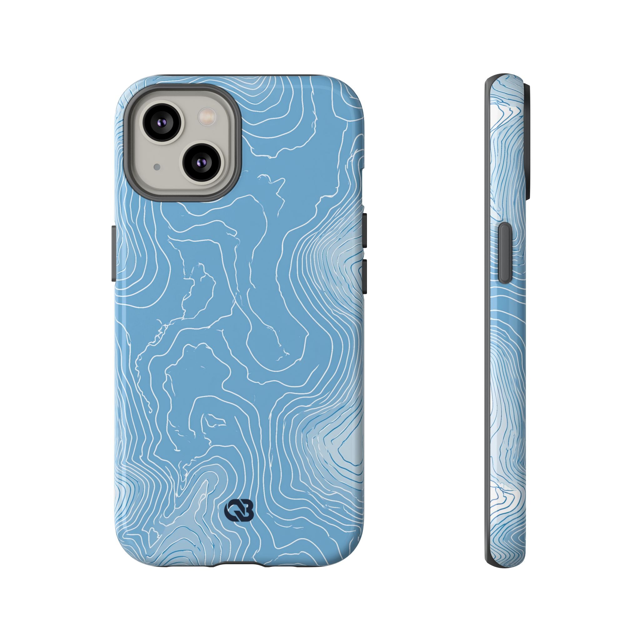 Blue Tough Phone Case for iPhone - Glacial Ridge Topo