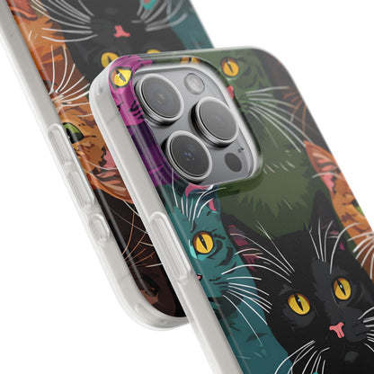 Sininen kissa ruudukko iPhone 15 Pro Max -pehmeä suojakotelo