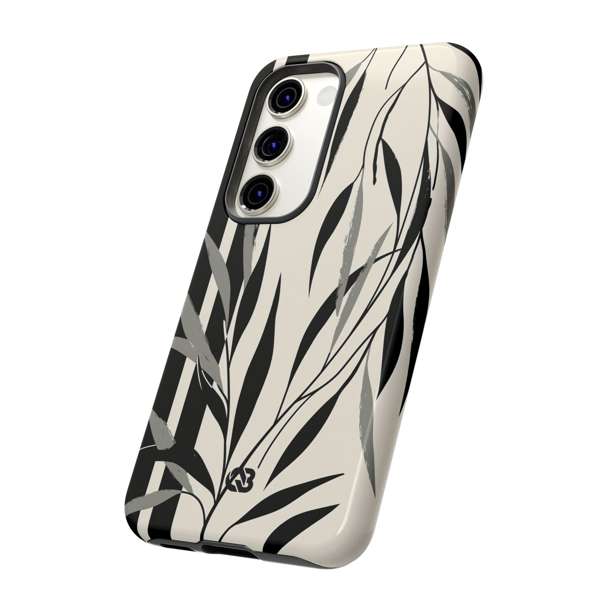 Beige Tough Phone Case for Samsung - Soot Leaf Sketch