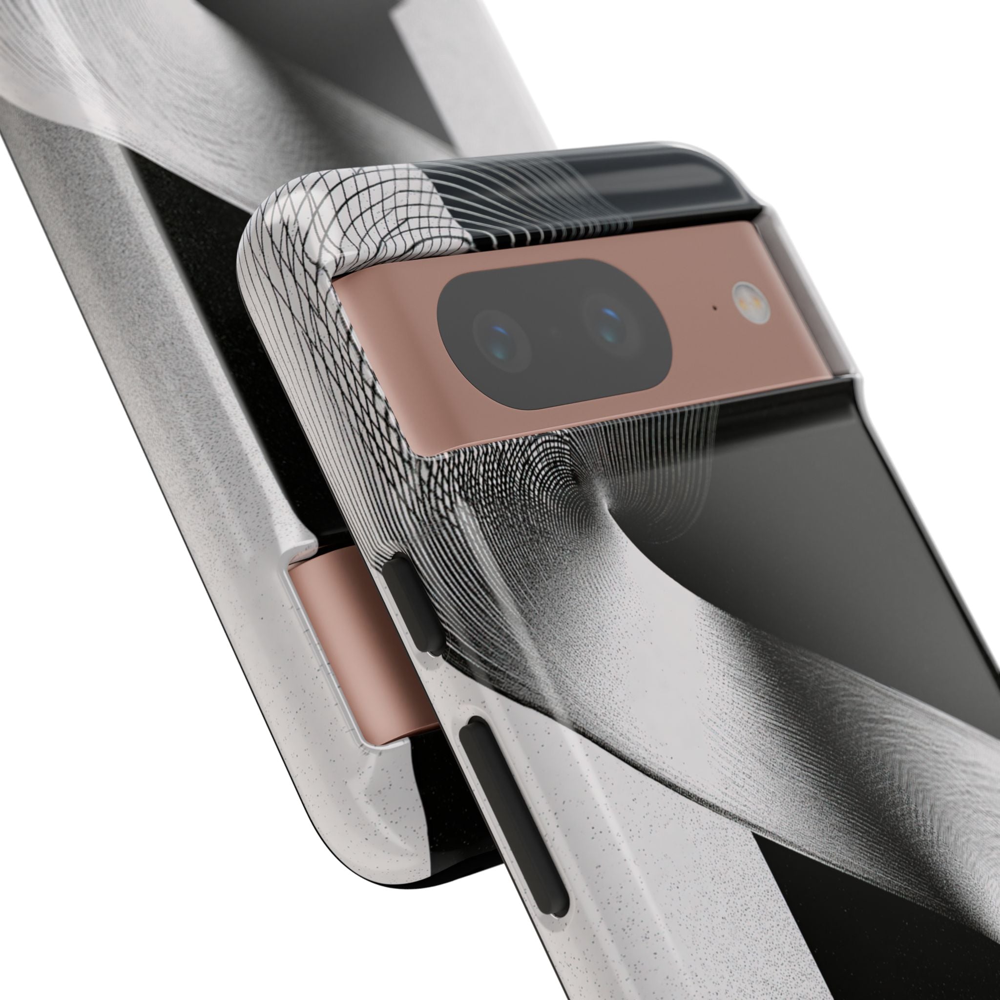 Grey Tough Phone Case for Google Pixel - Obsidian Moiré Wave