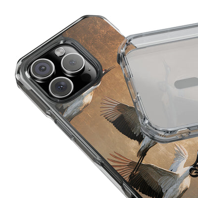 Golden Crane Flight · Clear Impact Magnetic Phone Case for iPhone · Gold