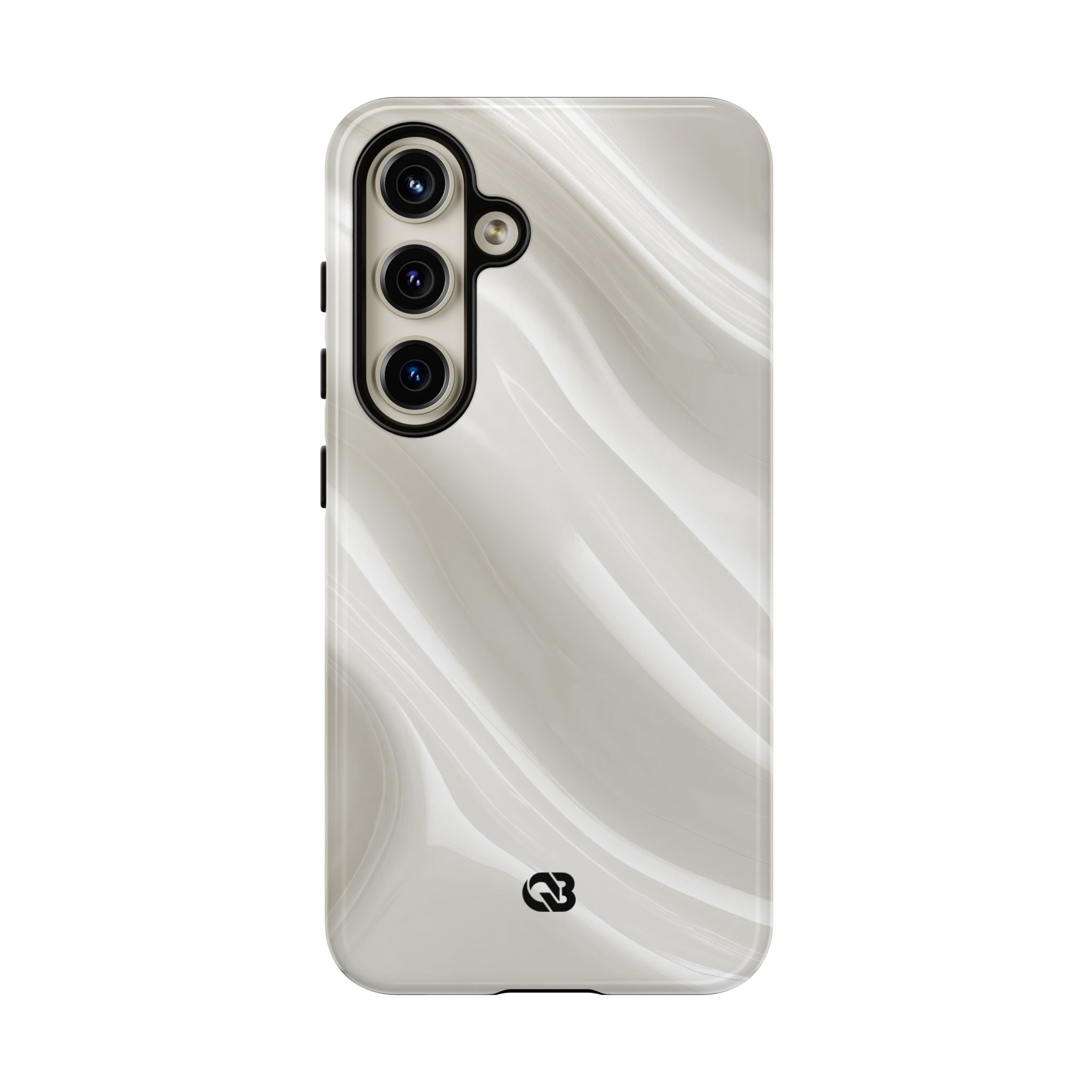 White Tough Phone Case for Samsung - Polished Ivory Wave