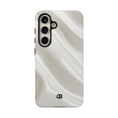 White Tough Phone Case for Samsung - Polished Ivory Wave