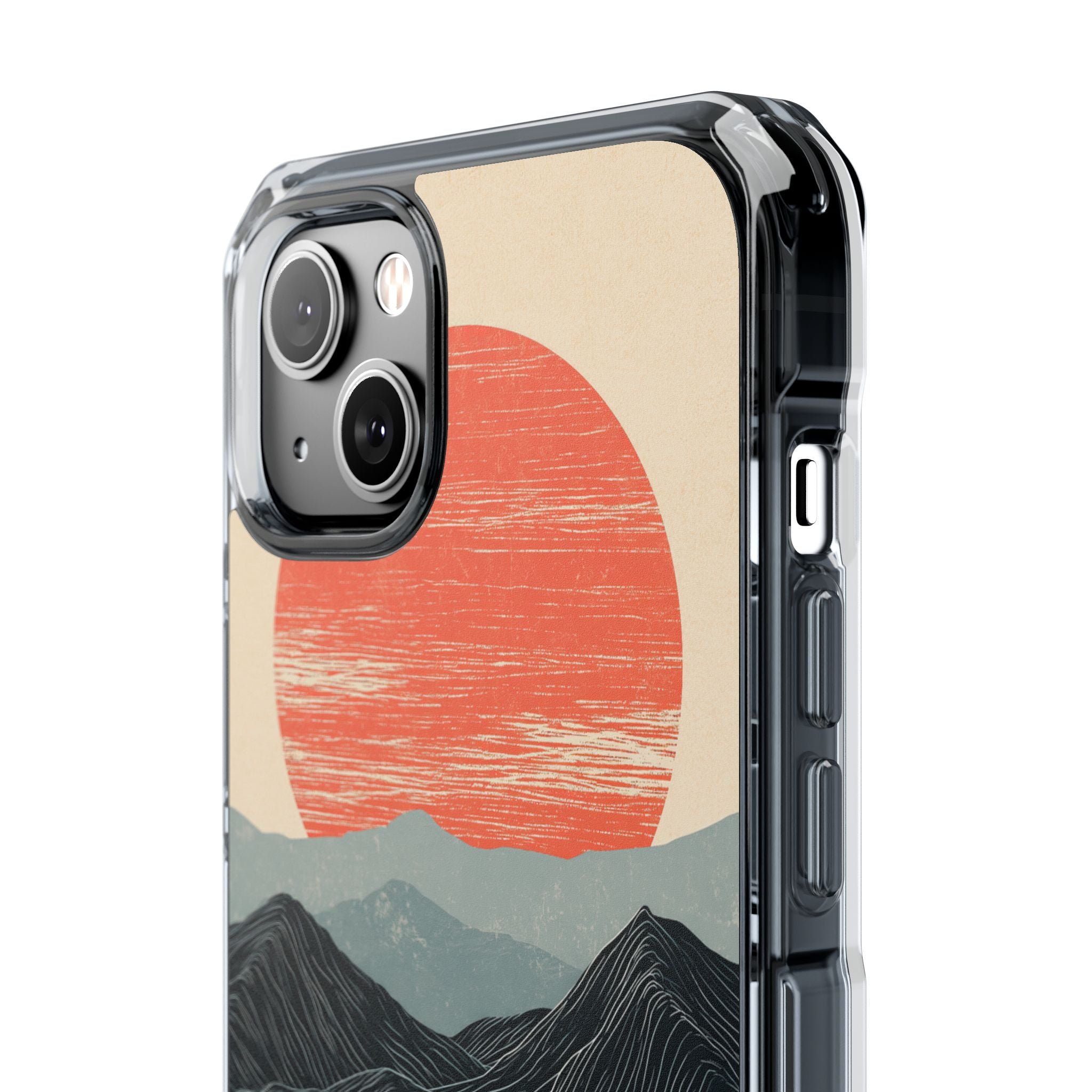 Beige Impact MagSafe Phone Case for iPhone - Crimson Ridge Flow