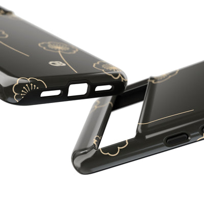 Black Tough Phone Case for Google Pixel - Obsidian Sand Petals
