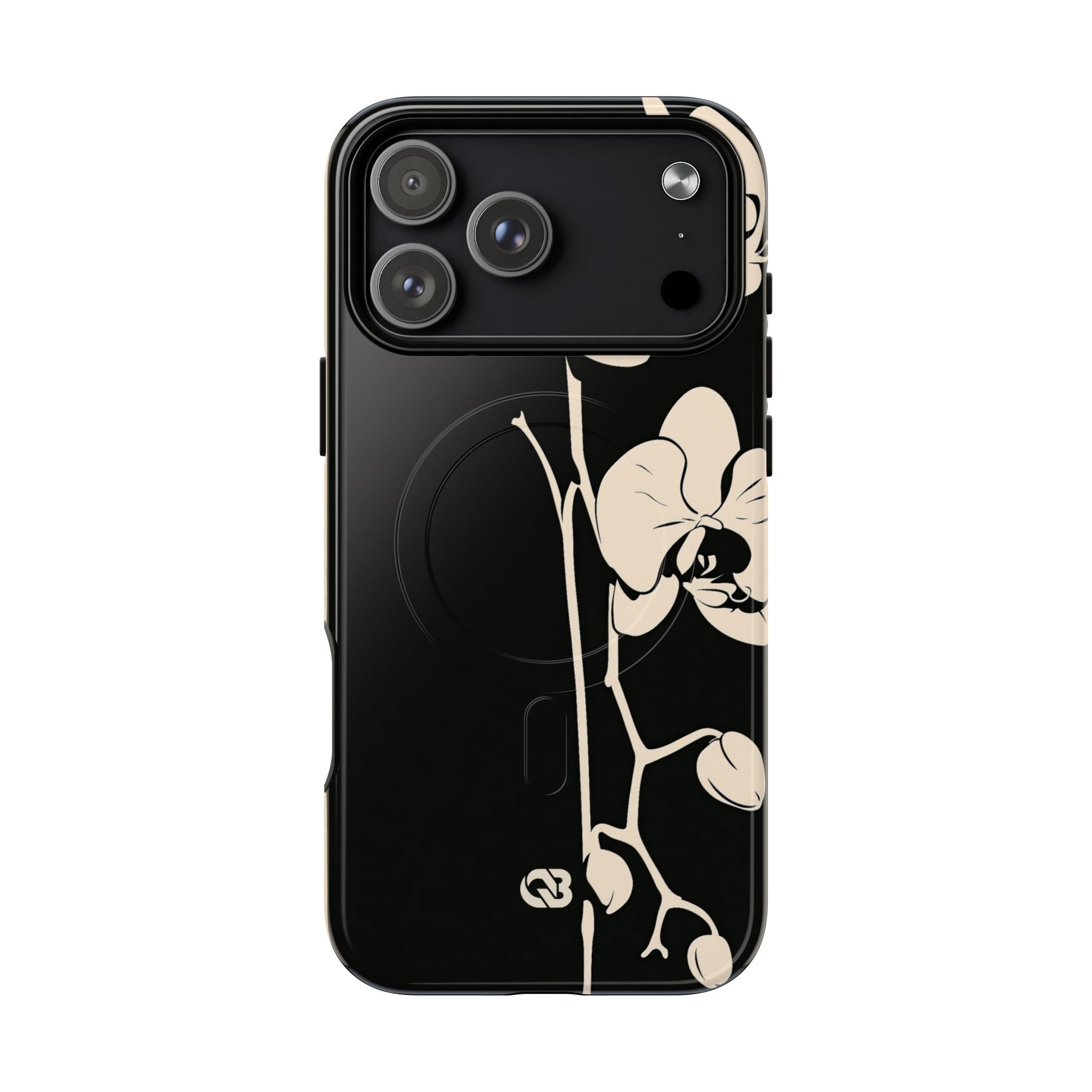 Black Tough 2.0 Magsafe Phone Case for iPhone - Obsidian Bone Orchid