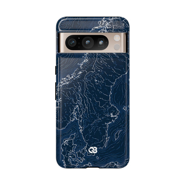 Nordic Contour Chart · Tough Phone Case for Pixel ·  Blue