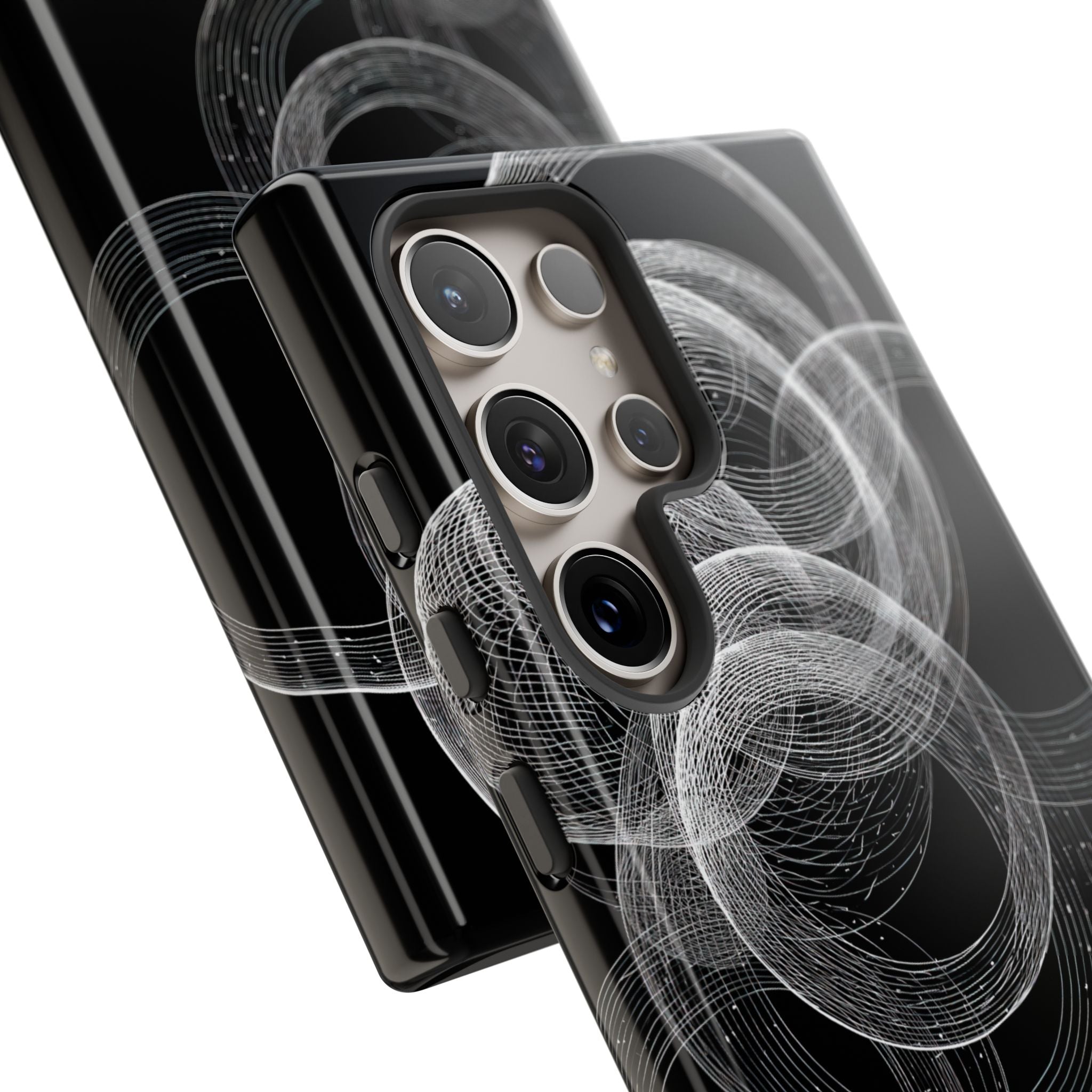 Black Tough Phone Case for Samsung - Kinetic Wireframe Orbit