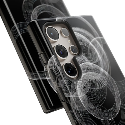 Black Tough Phone Case for Samsung - Kinetic Wireframe Orbit