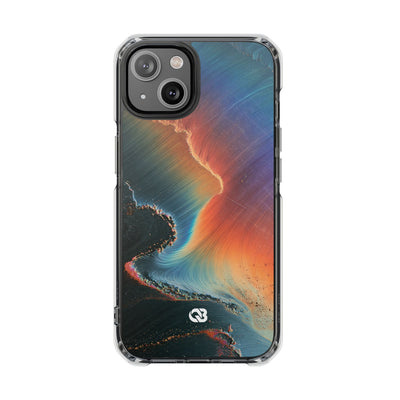 Prismatic Aura Shift · Clear Impact Magnetic Phone Case for iPhone · Blue