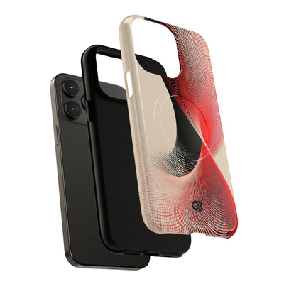 Red Tough 2.0 Magsafe Phone Case for iPhone - Crimson Grid Vortex
