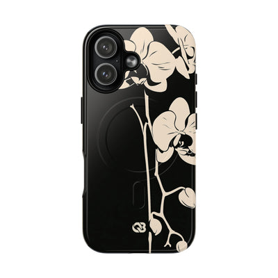 Black Tough 2.0 Magsafe Phone Case for iPhone - Obsidian Bone Orchid