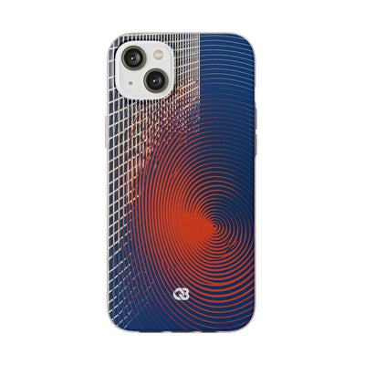 Blue Lite Phone Case for iPhone - Orange Orbit Grid