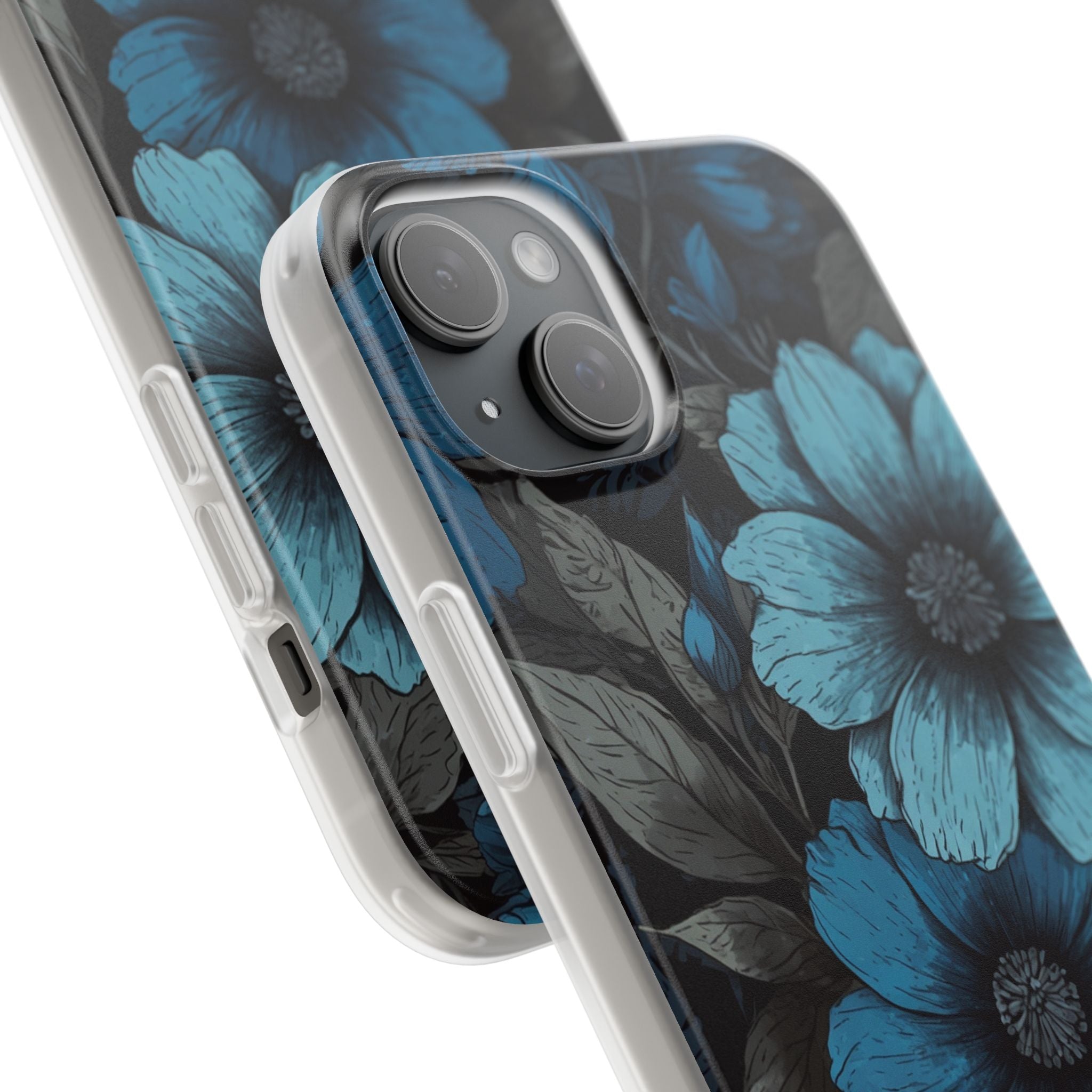 Obsidian Blue Petals · Soft Phone Case for iPhone