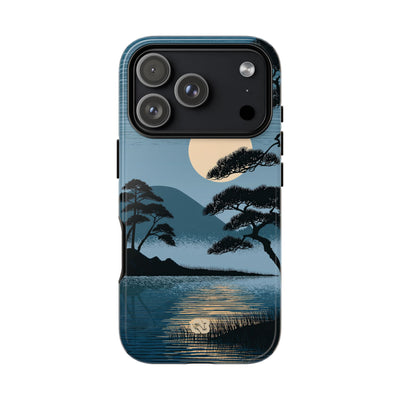 Blue Tough Phone Case for iPhone - Midnight Kyoto Pine