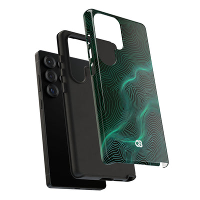 Teal Tough Phone Case for Samsung - Neon Jade Contour