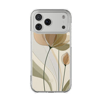 Beige Impact MagSafe Phone Case for iPhone - Muted Ochre Petals